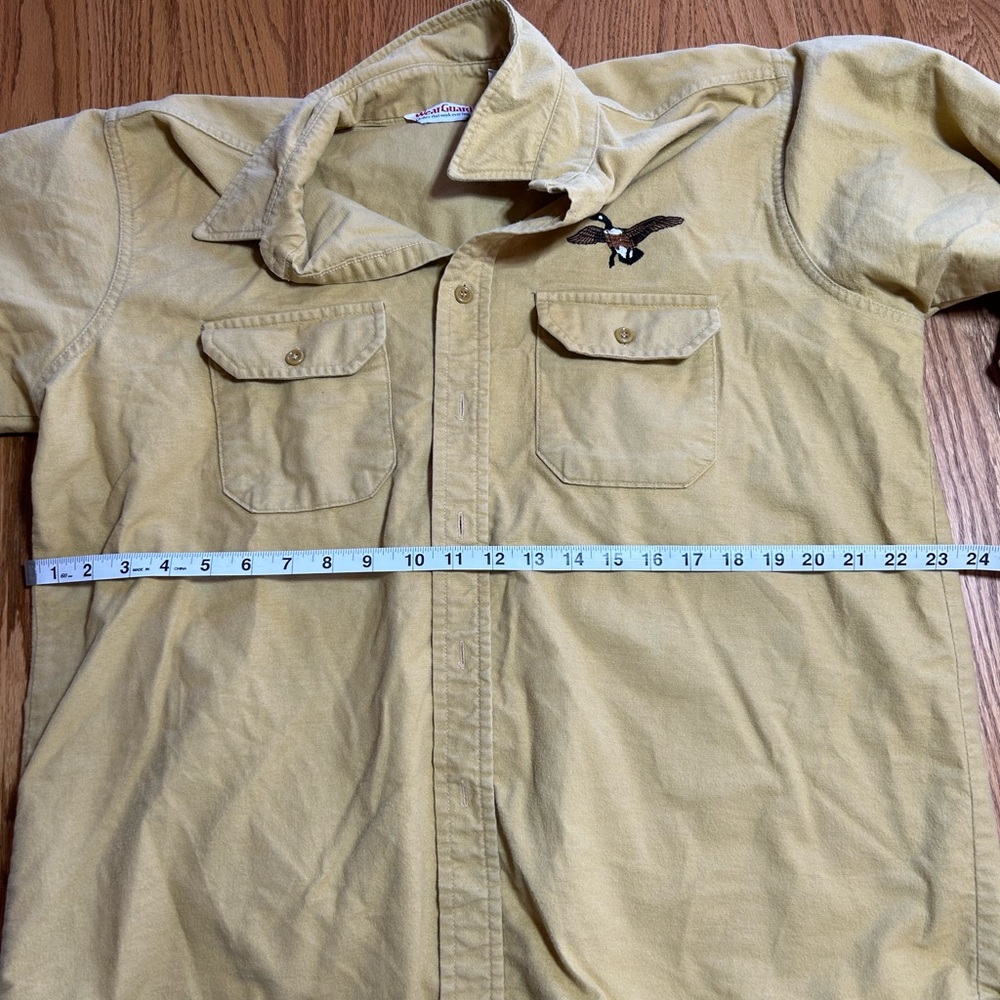 Men’s Wear Guard Embroidered Pheasant Mustard Yellow Button Up - Picture 6 of 8